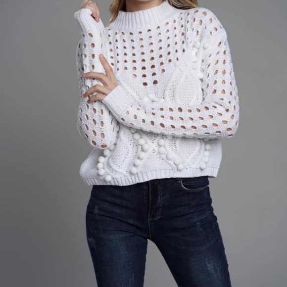 Peek-A-Boo Pompom Sweater - Picture 9 of 10